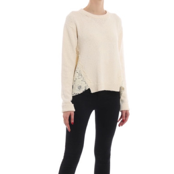 Twinset Cotton and lace asymmetrical cozy sweater - Picture 6 of 15